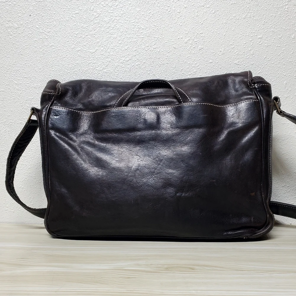 Cole Haan Brown Leather Messenger Bag with Adjustable Strap